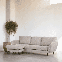 BASE 3-zits Loungebank 'Shafiq' Links, kleur Beige - thumbnail