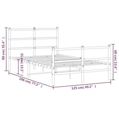 Bedframe met hoofd- en voeteneinde metaal zwart 120x190 cm