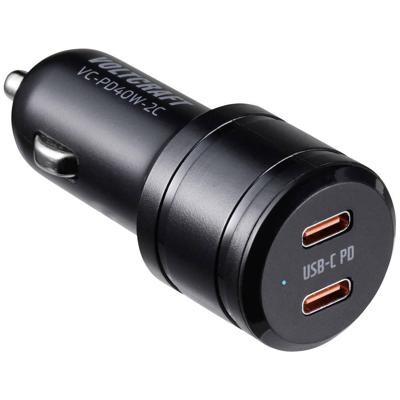 VOLTCRAFT VC-PD40W-2C USB-oplader 40 W 2x USB-C USB PD Zwart Auto USB Power Delivery (USB-PD) VOLTCRAFT VC-PD40W-2C USB-oplader 40 W 2x USB-C USB PD Zwart Auto USB Power Delivery (USB-PD)