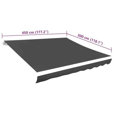 VidaXL Luifeldoek 450x300 cm canvas antraciet