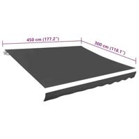 VidaXL Luifeldoek 450x300 cm canvas antraciet - thumbnail
