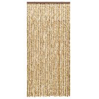 Vliegengordijn 90x220 cm chenille beige en bruin - thumbnail