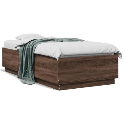 Bedframe bewerkt hout bruin eikenkleur 140x190 cm