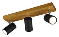 Trio 3-lichts opbouwspotMarley zwart op hout - 812400332 - thumbnail