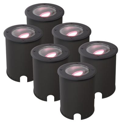 Set van 6 Lilly - Smart LED Grondspot - IP67 waterdicht - 5,5 Watt 345 Lumen - Kantelbaar - Overrijdbaar - Rond - Wifi + Bluetooth - RGBWW - GU10 - Google Home, Amazon Alexa en Siri - Zwart