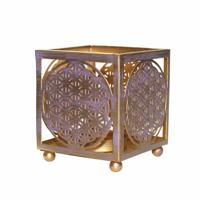 Metalen Theelicht houder Goudkleurig/Lila - Flower of Life - thumbnail