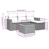 4-delige Loungeset met kussens poly rattan grijs - thumbnail