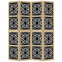 Kamerscherm met 4 panelen massief paulowniahout bruin en zwart - thumbnail