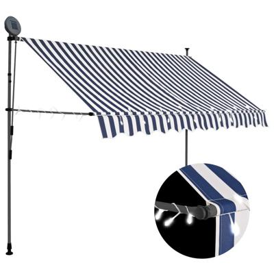 Luifel handmatig uitschuifbaar met LED 300 cm blauw en wit