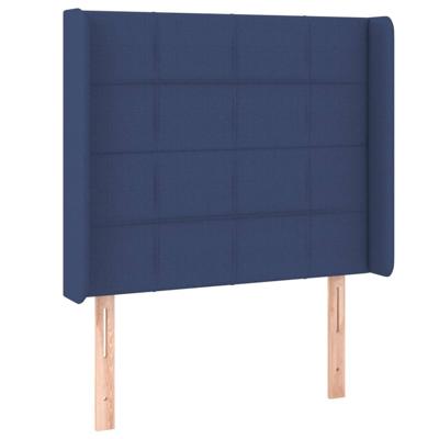 Hoofdbord met randen 103x16x118/128 cm stof blauw