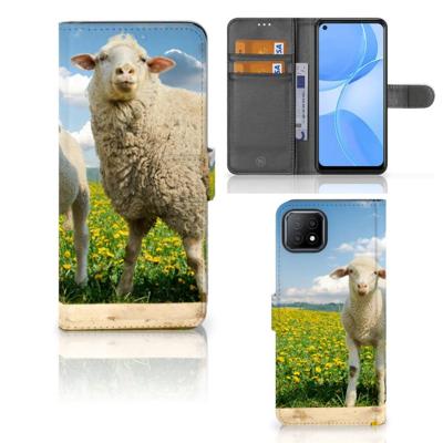 OPPO A73 5G | Telefoonhoesje | Met pasjeshouder | Schaap en Lammetje OPPO A73 5G | Telefoonhoesje | Met pasjeshouder | Schaap en Lammetje