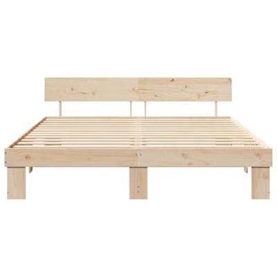 Bedframe met hoofdeinde Bruin 200 x 200 cm Massief grenenhout