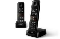 Philips D4701B/34-2 draadloze vaste telefoon, 16 uur gesprekstijd, achtergrondverlichting, HQ-geluid, handsfree, beller-ID, Agenda 50 namen en nummer, zwart (compatibel: ES, IT, FR) - thumbnail