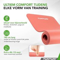Tunturi NBR Yogamat met Draagtas| Fitness mat Extra dik & zacht | Anti slip | 180x60x1.5cm | Incl Trainingsapp | Rose Goud - thumbnail