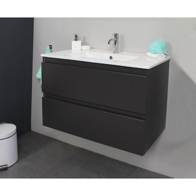 On-Line Onderkast - 80 cm - Voorgemonteerd - Porseleinen Wastafel - 1 Kraangat - Mat Antraciet