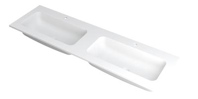 INK Wastafel Faktor polystone dubbel met 2 kraangaten 160 cm x 45 cm x 1,5 cm Mat wit 3407242