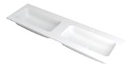 INK Wastafel Faktor polystone dubbel met 2 kraangaten 160 cm x 45 cm x 1,5 cm Mat wit 3407242 - thumbnail