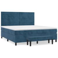 Boxspring met matras fluweel donkerblauw 160x200 cm - thumbnail