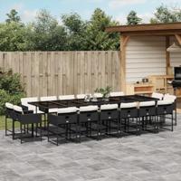 17-delige Tuinset met kussens poly rattan zwart - thumbnail