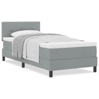 Boxspringbed met matras met matras Lichtgrijs 90 x 190 cm Stof - thumbnail