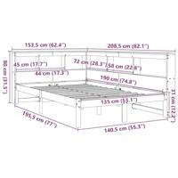 Bed met boekenkast zonder matras grenenhout wasbruin 135x190 cm - thumbnail