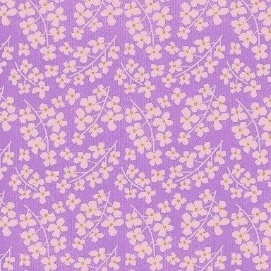 Cadeaupapier - Geschenkpapier - Daisy lavender on white ribbed 50 cm