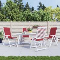 Tuinstoelkussens 4 st hoge rug 120x50x3 cm stof wijnrood - thumbnail