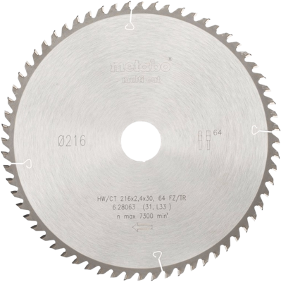 Metabo 628063000 Cirkelzaagblad 216 mm 1 stuk(s)