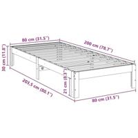 Bedframe zonder matras massief grenenhout 80x200 cm - thumbnail