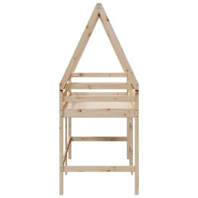 Halfhoogslaper met ladder en bedhuis grenenhout 90x200 cm
