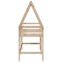 Halfhoogslaper met ladder en bedhuis grenenhout 90x200 cm - thumbnail