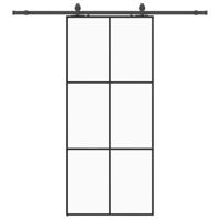 Schuifdeur met beslagset 90x205 cm ESG glas zwart - thumbnail