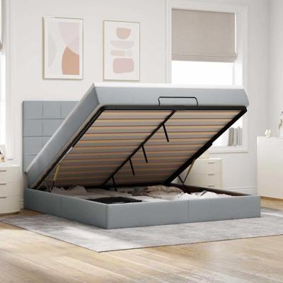Ottoman bed met matras 180x200cm stof lichtgrijs