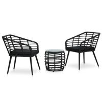 3-delige Bistroset poly rattan zwart - thumbnail