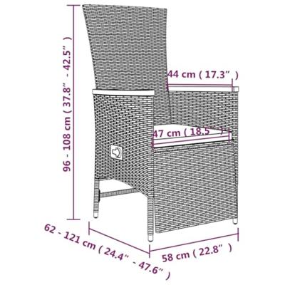 9-delige Tuinset met kussens poly rattan grijs