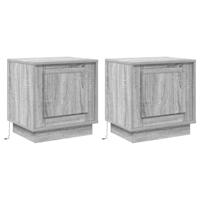 Nachtkastje met 2 pcs Grijs 44 x 34,5 x 45 cm Bewerkt hout - thumbnail
