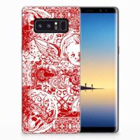 Silicone Back Case Samsung Galaxy Note 8 Angel Skull Rood - thumbnail