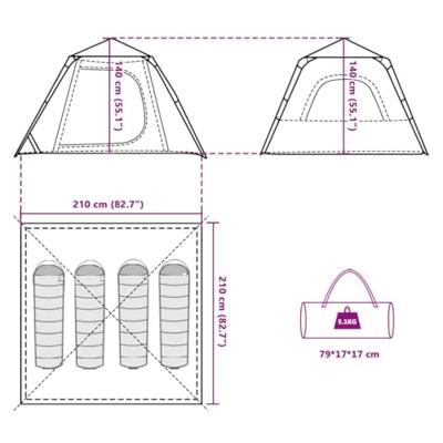Koepeltent 4-persoons snelontgrendeling blauw Koepeltent 4-persoons snelontgrendeling blauw