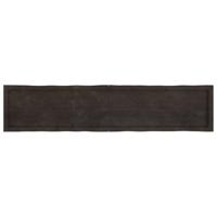 Tafelblad natuurlijke rand 180x40x6 cm eikenhout donkergrijs - thumbnail