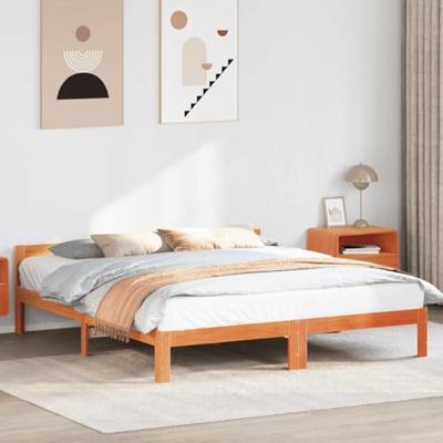 Bedframe zonder matras massief grenenhout wasbruin 160x200 cm Bedframe zonder matras massief grenenhout wasbruin 160x200 cm