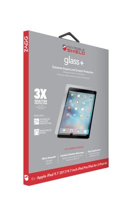 Zagg InvisibleShield Glass Clear Screen Protector voor iPad Air/Air2/Pro/9.7/9.7 2017/2018 - transparant, 1 stuks