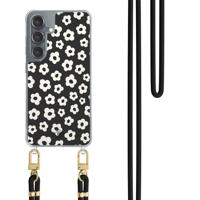 Samsung Galaxy S25 hoesje met zwart koord - Retro bloempjes - thumbnail