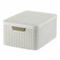 Curver style mandje M + deksel 18 liter vintage wit - thumbnail