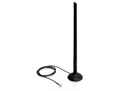 DeLOCK 88410 antenne SMA 2.4-2.5Ghz 6.5 dBi magnetische voet 30cm hoog, 1m aansluitkabel