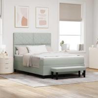 Boxspringbed met Matras & Bank Licht Grijs 140x190 cm Fluweel - thumbnail