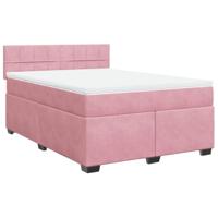 Boxspring met matras fluweel roze 140x190 cm - thumbnail