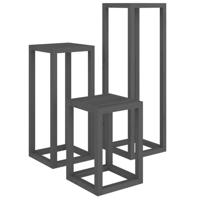 VidaXL 3-delige plantenstandaardset massief grenenhout grijs - thumbnail