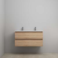 On-Line Onderkast - 100 cm - Voorgemonteerd - Acryl Wastafel - 2 Kraangaten - Eiken - thumbnail