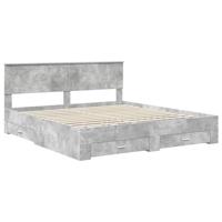 Bedframe met hoofdeinde Beton Grijs 180 x 200 cm Bewerkt hout - thumbnail