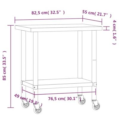 Keukenwerktafel met wielen 82,5x55x85 cm roestvrij staal Keukenwerktafel met wielen 82,5x55x85 cm roestvrij staal